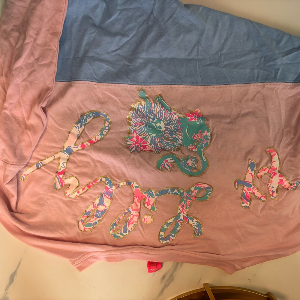 Lilly Pulitzer Pink and Blue Lion Graphic Pajama Top